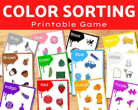 Color sorting printable game for preschoolers and | Etsy