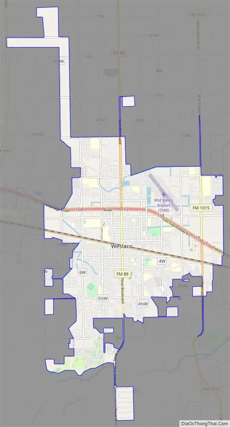 Map of Weslaco city