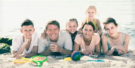 Large Family Six People Happily Lying Beach Stock Photos - Free & Royalty-Free Stock Photos from ...