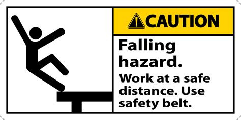 Caution Falling Hazard Use Safety Belt Sign On White Background 10953782 Vector Art at Vecteezy