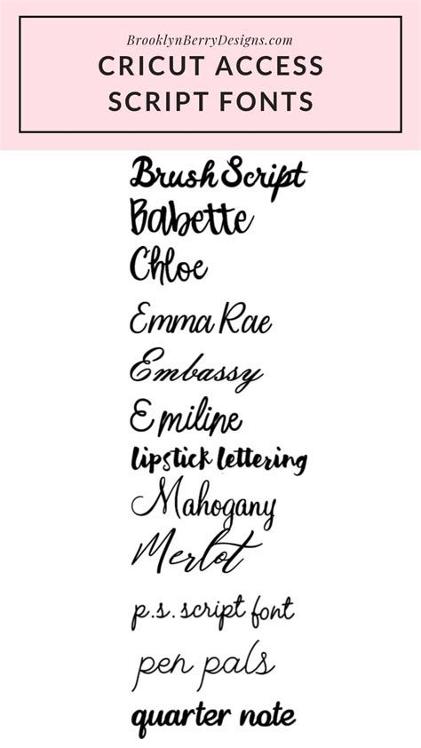 Printable Cricut Font List