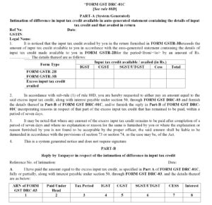 New: DRC-01B, DRC-01C, DRC-01D under GST - for Mismatch in GST liability & ITC in GST Returns