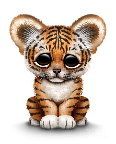 Cute Baby Tiger Cub Digital Art by Jeff Bartels - Fine Art America