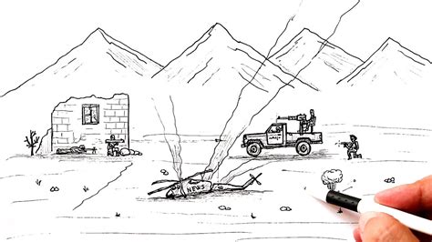 How to draw a War scene | Afghanistan - YouTube