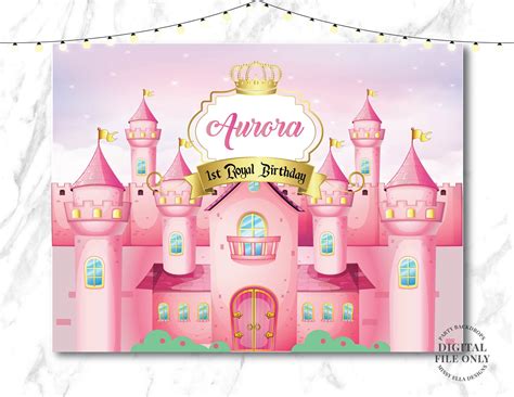 DIGITAL FILE - Princess Pink Castle Backdrop, Royal Themed Party ...