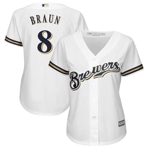 Women's Milwaukee Brewers Ryan Braun Majestic Alternate White Cool Base ...