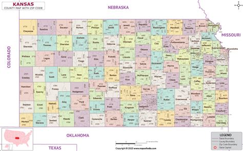 Kansas County Zip Codes Map