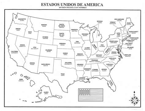 Mapa de Estados Unidos con Nombres, Capitales, Estados, para Colorear ...