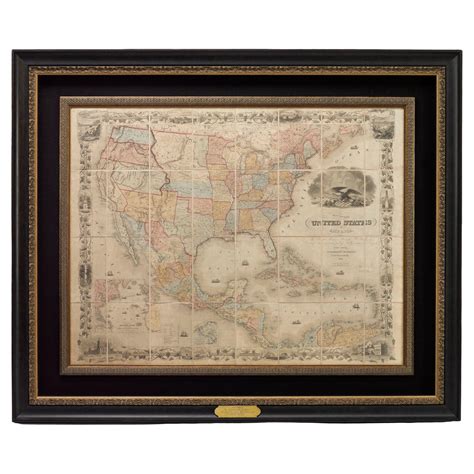 1842 Wall Map of the United States by J. H. Young, Published by S. A. Mitchell For Sale at ...