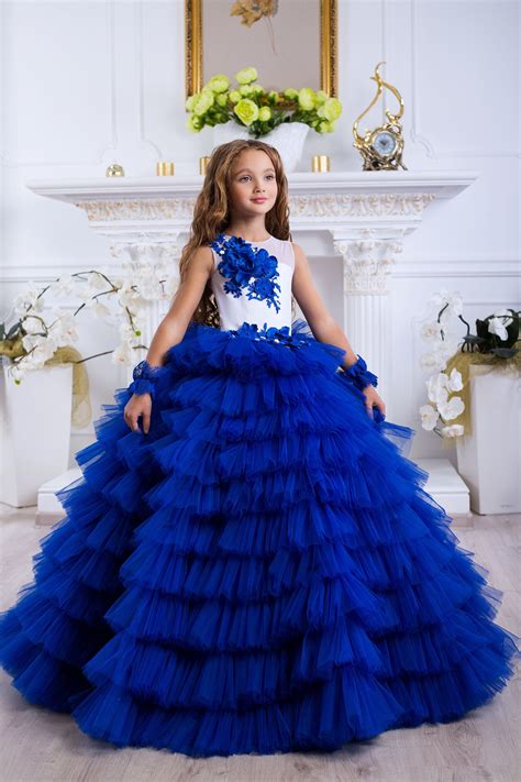 Flower girl dress blue tulle Flower girl dress tulle Junior | Etsy ...