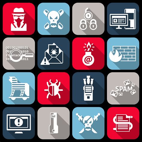 Hacker icons set flat 438740 Vector Art at Vecteezy