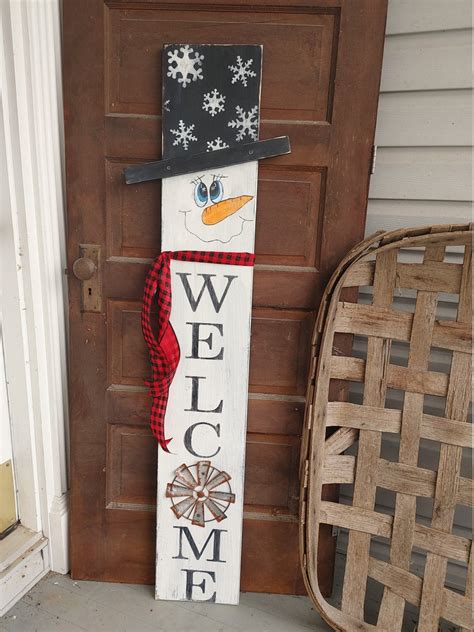 5 Ft Vertical Welcome Snowmen Sign for Front Porch Snowman - Etsy