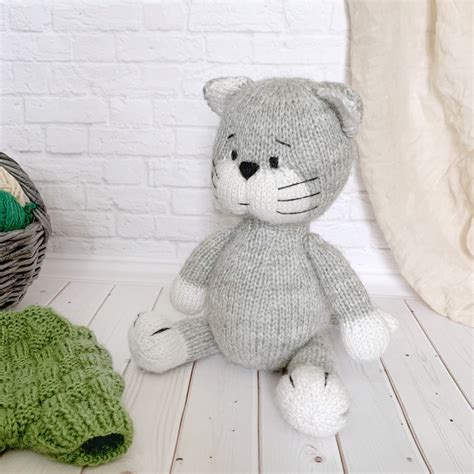 Cat Knitting Pattern DIY Stuffed Animalcat in Overall Gift - Etsy