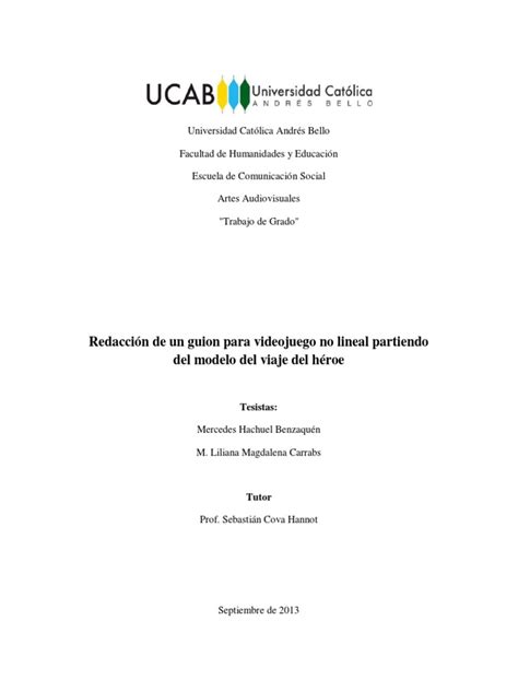 Redaccion de Un Guion para Videojuego No Lineal Partiendo Del Modelo Del Viaje Del Heroe | PDF