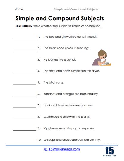 Compound Subjects Worksheets - 15 Worksheets.com