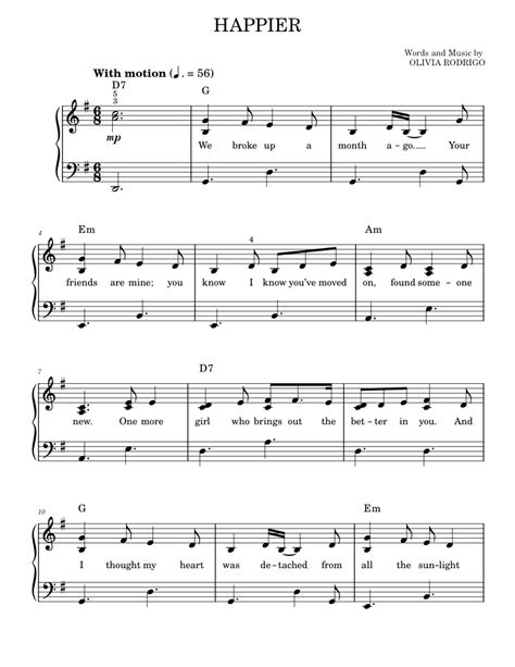 happier Sheet music for Piano by Olivia Rodrigo Official | MuseScore.com