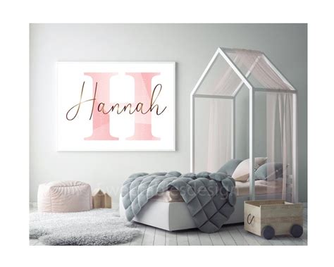 Hannah Name Printable Bedroom Decor Pink and Gold Wall Art - Etsy