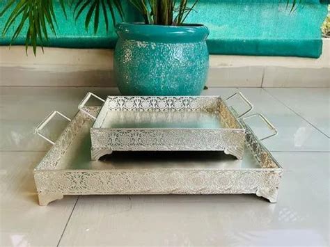 Polished German Silver Rectangle Tray Set at Rs 2.5/gram in Indore | ID: 25659363512