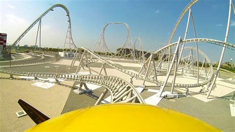 Flying Aces Roller Coaster Front Seat POV Ferrari World Abu Dhabi UAE ...