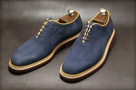 Handmade men Navy blue Suede dress shoes Mens Suede shoes Mens formal shoes - Boots