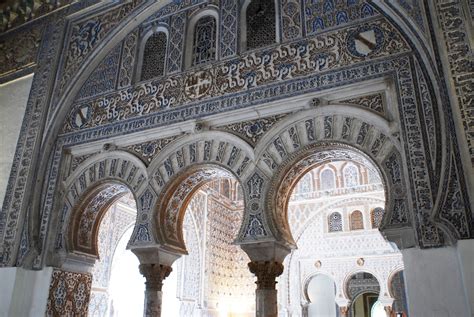 File:Moorish Palace Arches in the Alcazar in Seville (UNESCO World Heritage Site). Seville ...