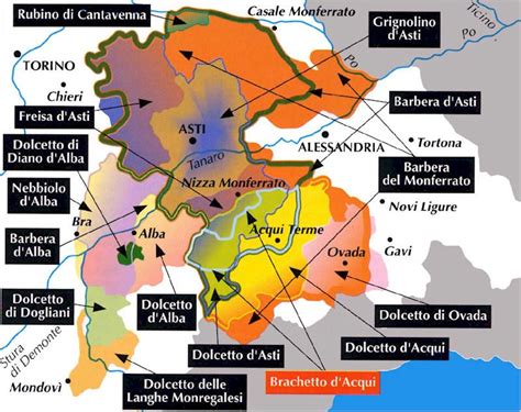 piedmont wine region map | Wine map, Wine region map, Piedmont wine