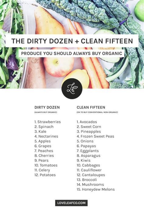 The Dirty Dozen and Clean Fifteen Printable List - Loveleaf Co.