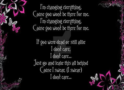 I Don't Care Lyrics by GraveRobberFang on DeviantArt