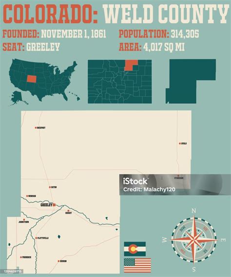 Map Of Weld County In Colorado Stock Illustration - Download Image Now ...