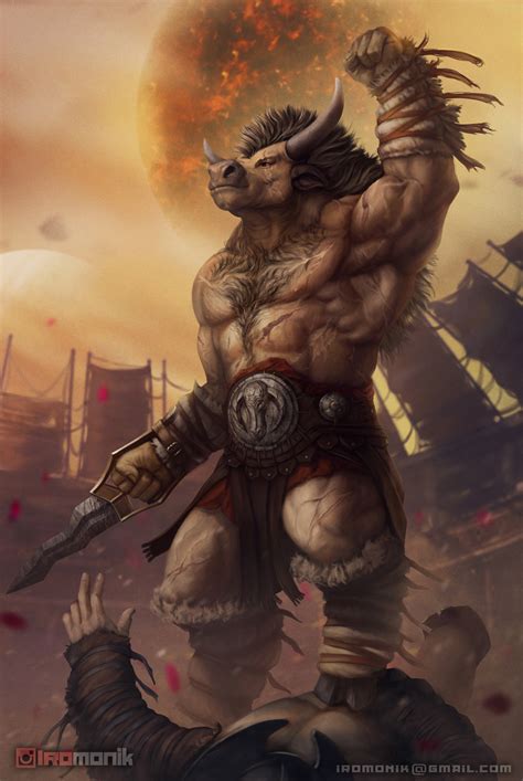 [OC][ART]Minotaur gladiator. Dark sun. Character illustration. : r/DnD