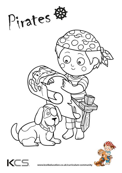 Pirate Treasure Map Colouring Pages