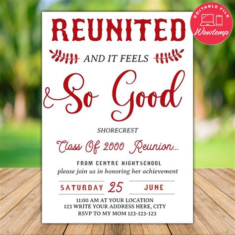 Printable High School Reunion Invitation Instant Download | Wowtemp