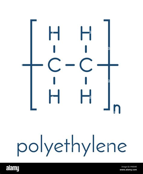 Polyethylene (PE, polythene, polyethene) plastic, chemical structure ...