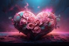 Heart And Rose Art Wallpaper Free Stock Photo - Public Domain Pictures