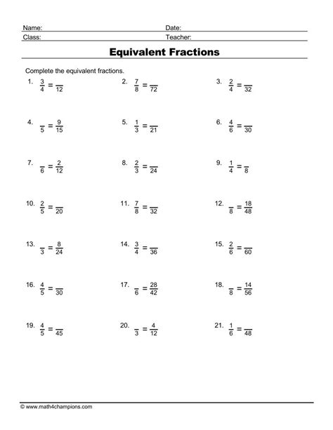 Fraction Worksheets pdf Downloads | Math Champions