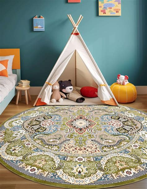 Green 10' x 10' Rabia Round Rug | Rugs.com