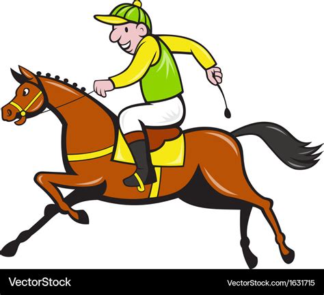 Cartoon jockey and horse racing side Royalty Free Vector