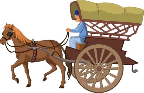 Premium Vector | Horse cart riding by a man vector illustration | Lektion