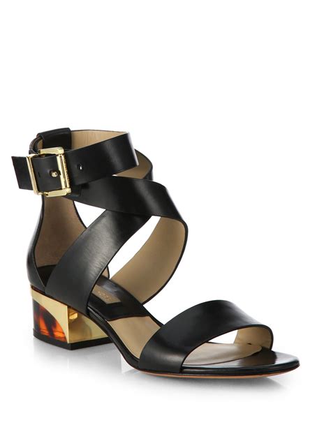 Lyst - Michael Kors Tulia Leather Sandals in Black