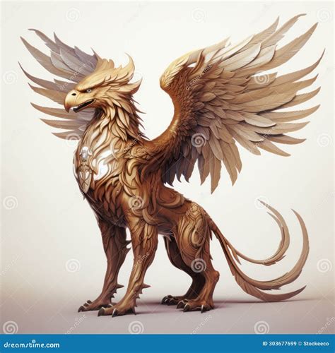 Hyper-realistic 2d Griffin Illustration with Elegant Inking Techniques Stock Illustration ...