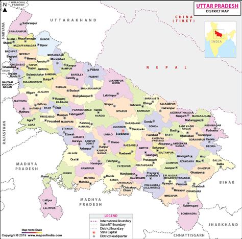 Uttar Pradesh District Map, List of Districts in Uttar Pradesh