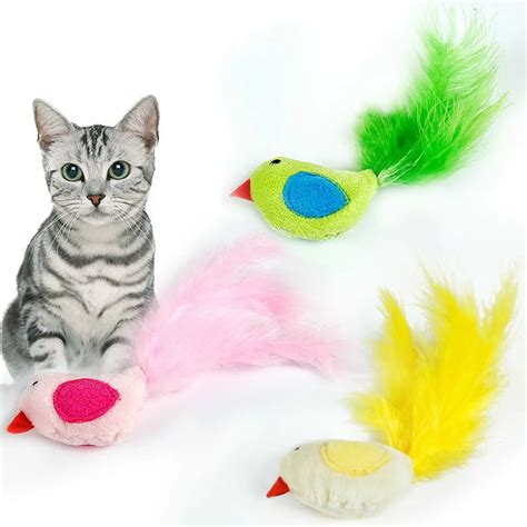 2pcs/lot Natural Catnip Cat Toy Bird Design Soft Fleece Feather Toy For Cats 15*10*2cm-in Cat ...