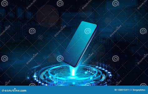 Smartphone and Hologram Projector. 3D Mockup Stock Vector - Illustration of banner, phone: 158015411