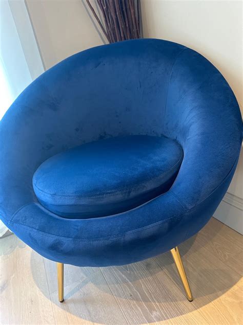 Velvet royal blue bucket seat and foot stall in N13 London for £40.00 for sale | Shpock