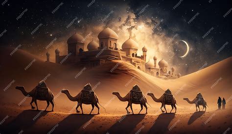 Premium Photo | Camel caravan on desert