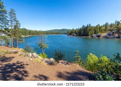 Spokane River Post Falls Idaho Waterfront Stock Photo 2171223223 ...