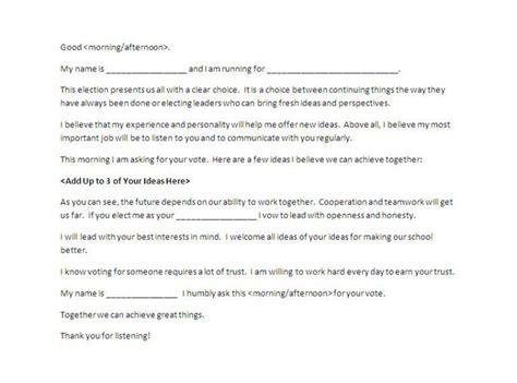 Campaign Speech Sample For Student Council | Master of Template Document