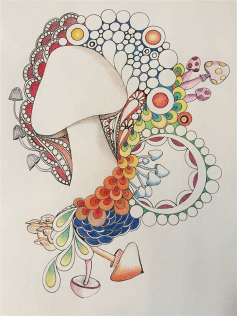 zentangle mushroom art, zentangle art,mushroom art,colored zentangle,wall art,ink colored ...