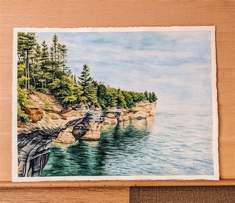 Pictured Rocks National Lakeshore. Watercolor painting. : r/Paintings