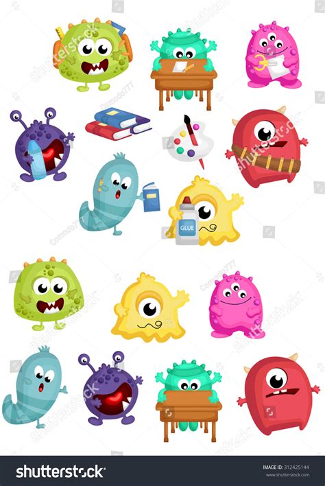 Monster School Vector Set Stock Vector (Royalty Free) 312425144 | Shutterstock